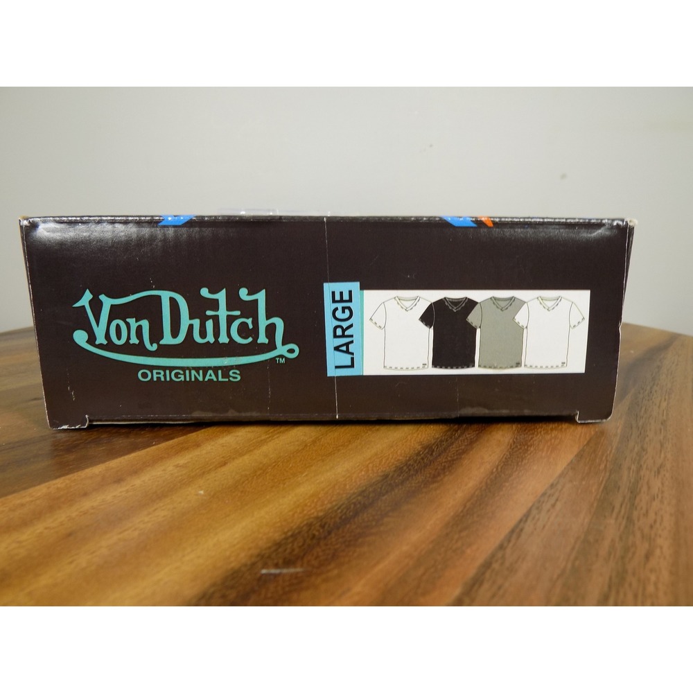 Von Dutch Originals Mens 4 Pack Premium Cotton V-Neck T-Shirts Multi Color Large - Picture 5 of 5